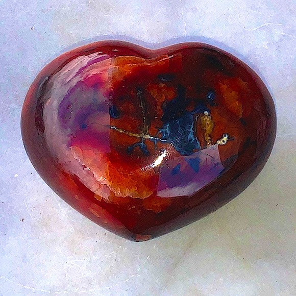 CARNELIAN HEART 3 1/2 IN PUFFY CHUNKY DRUZY CARVED NATURAL GEMSTONE NEW ENERGY - Picture 8 of 11